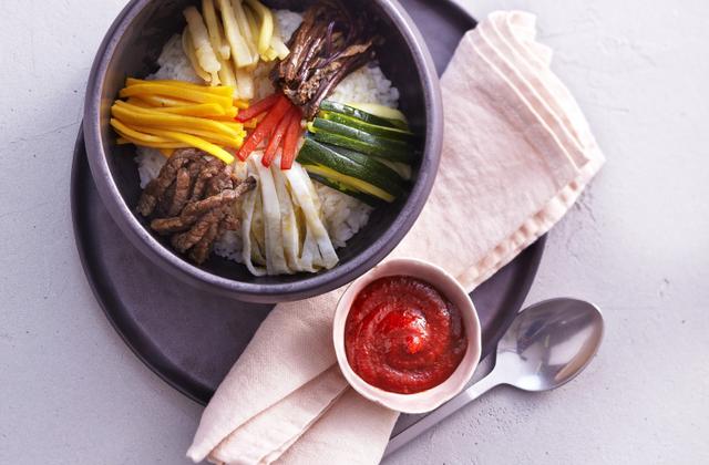 Bibimap " Riz aux légumes et à la viande de bœuf - AT Korea