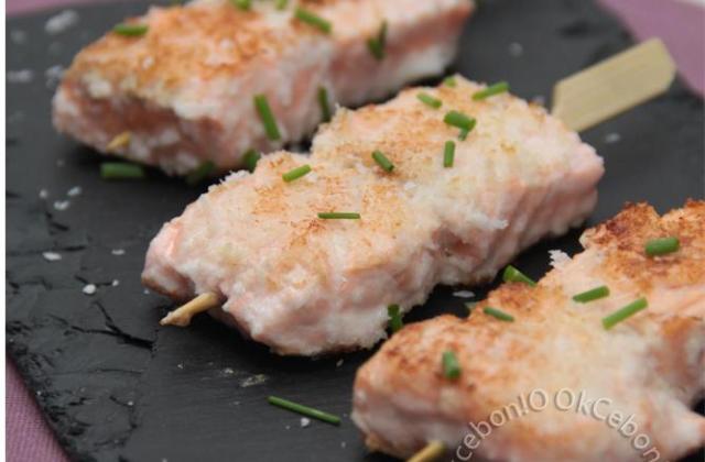Brochettes de saumon à la noix de coco - okcebo