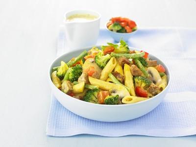 Pâtes au curry et au Seitan - Photo par audreydesoy