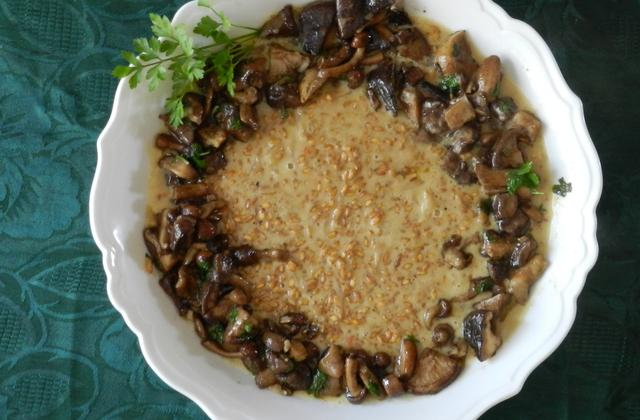 Risotto d'épeautre aux champignons, jus d'un rôti - Photo par 750g