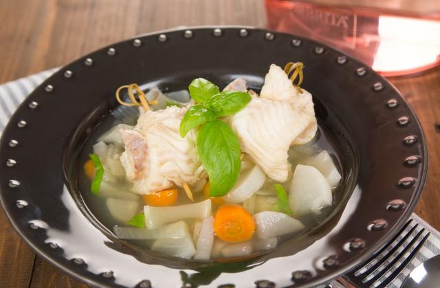 Nage de sole au basilic, légumes marinés - Photo par Chef Christophe