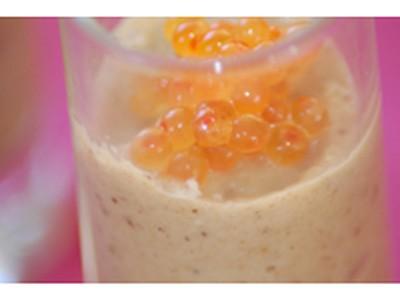 Verrine de Scabèche de caviar d'aubergine et oeufs de truite - Photo par Babali