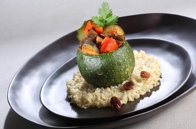 Mini courgette ronde farcie de Tajine de légumes grillés - Cassegrain
