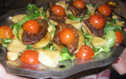 Foie gras frais sur fond d'artichaut - christaneg