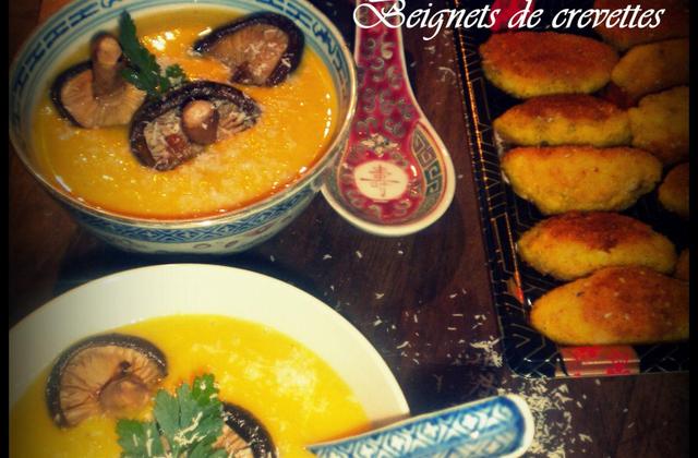 Velouté de potiron aux saveurs d'Asie et beignets de crevettes - La petite cuisine de Sabine