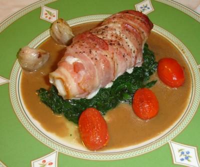 Filet de lotte rôtie bardée au lard et sauce balsamique - Photo par La cuisine de Fabrice