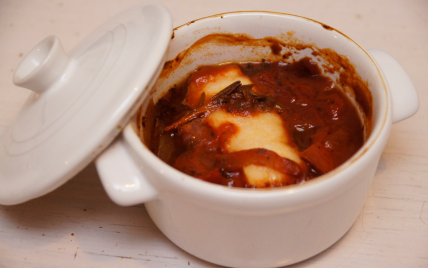 Petite cocotte de lotte, chorizo et coulis de tomates - Photo par jessybE