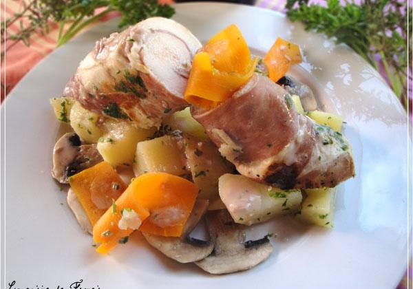 Roulade de dinde au jambon de pays et ses légumes - Photo par francis51