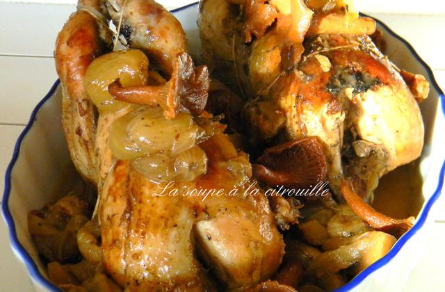 Perdrix aux raisins et aux champignons des bois - Photo par La soupe à la citrouille