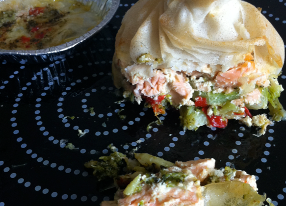 Aumonière craquante au saumon et légumes - Photo par comme chez vous