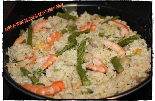 Risotto aux asperges et crevettes - Photo par Les douceurs d'Ema et Tom