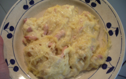 Gratin de courge spaghetti et lardons - Photo par kinyotte