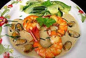 Gambas à la crème d'oignons et au Madère - rv30ca