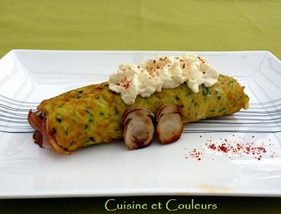 Crique roulée au jambon de Bayonne, cèpes et girolles, espuma de crème d'ail au parmesan - Photo par irisdelabeaume