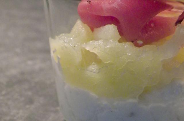 Compotée de granny, mousse de chèvre et speck italien - Photo par Rosenoisettes