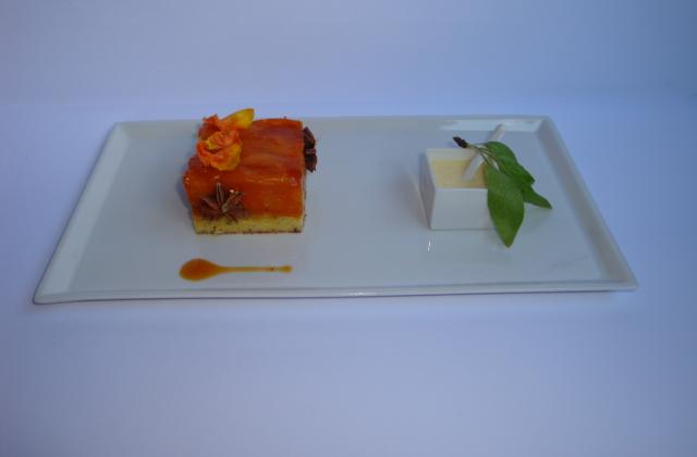 Comme une Tatin....abricots, cannelle, thé noir pain d'épices, et crème anglaise à l'amande fraîche - Photo par Sandrine Baumann