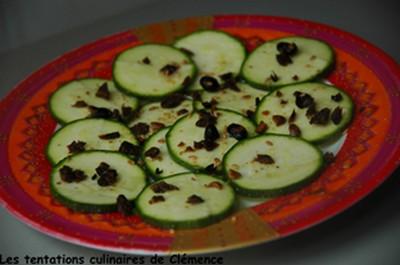 Carpaccio de courgettes, 'bœuf séché végétarien', graines de soja au bon goût de sésame - hayatc