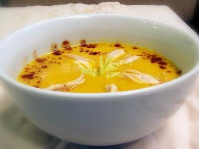 Soupe de carotte coco et blanc de poulet - Photo par chaett