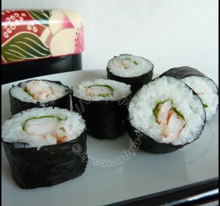 Sushi de crevettes pimentées et roquette - Photo par mopech