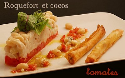 Cocos de Paimpol à la crème de Roquefort au tartare de tomates et croustillant - Mamina