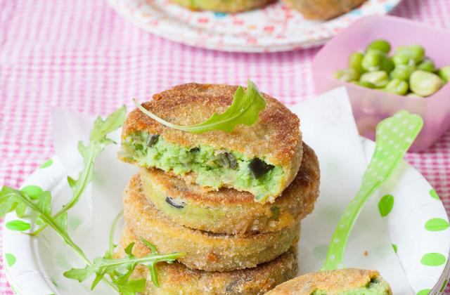 Galettes de fèves et aubergines confites - Photo par Fédération nationale des Légumes Secs