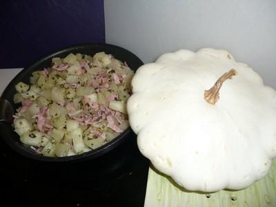 Aillade de pâtisson aux lardons - Photo par vbonyc