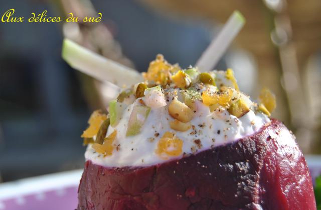 Betteraves ricotta,fruits secs et pomme verte - Photo par cricri3005