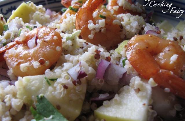 Salade de quinoa aux crevettes marinées - Cooking fairy