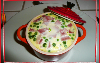 Clafoutis de petits pois, jambon et Boursin - Photo par Sofigourmande