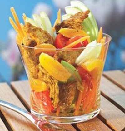 Emincé de dinde au curry en salade acidulée du sud - Photo par 750g