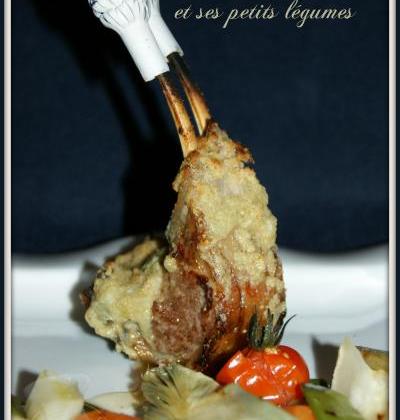 Carré d'agneau gratiné au Roquefort et ses petits légumes - Photo par vgonza