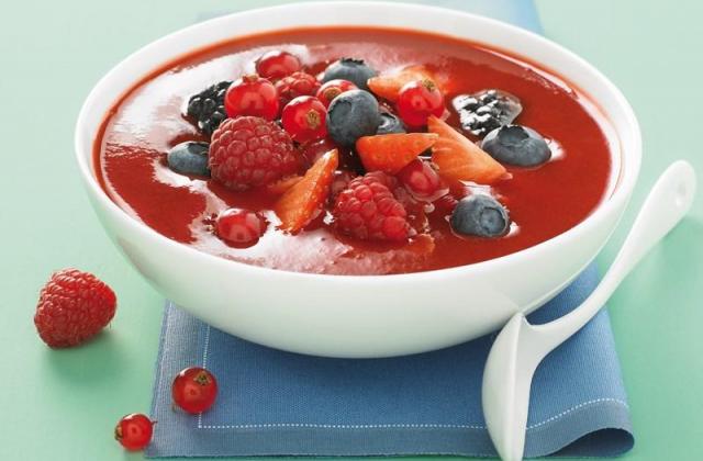 Gaspacho de fraises aux fruits rouges - Mon dessert de fraises Andros