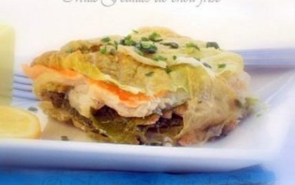Mille-feuille de chou vert au poisson - Photo par soso78410
