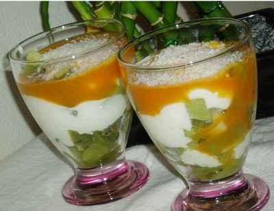 Verrines kiwis-mascarpone et coulis de mangue - Photo par newelm