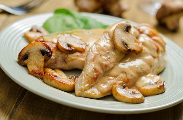 Escalopes de poulet à la crème et champignons - Photo par 750g