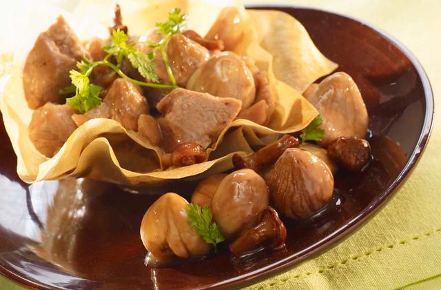 Croustillant de veau aux marrons et girolles - Photo par Cassegrain