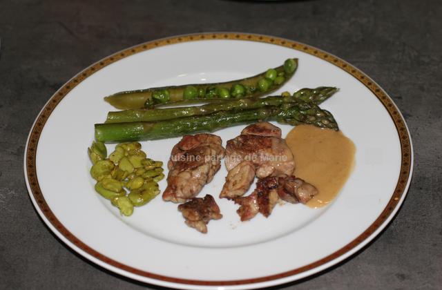 Ris de veau sauce champagne et légumes de printemps - Photo par marierechou