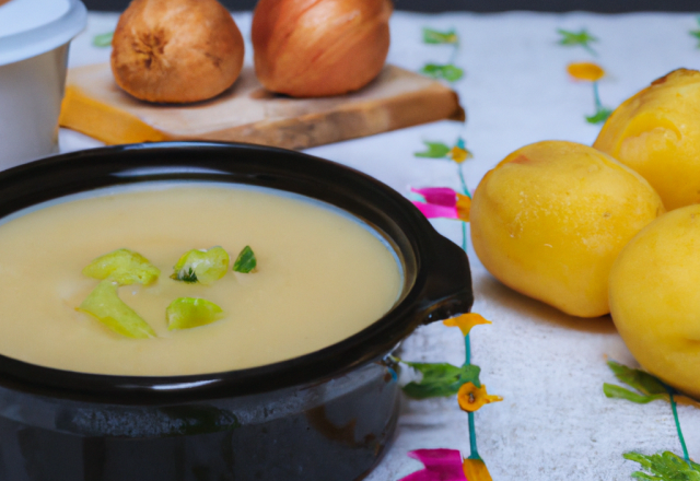 Velouté de pommes de terre et poireaux épicé