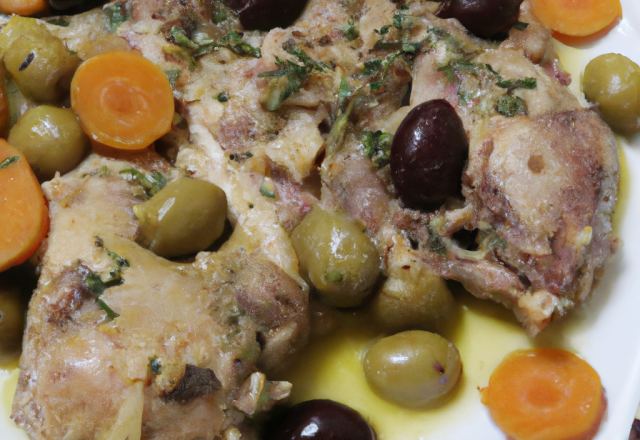 Lapin aux olives, navets confits