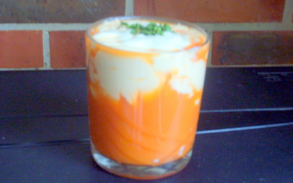 Gaspacho de carottes et sa mousse de chèvre