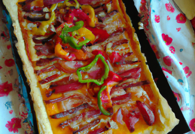 Tarte aux poivrons et lardons