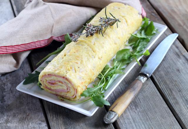 Roulé salé pommes de terre jambon et fromage