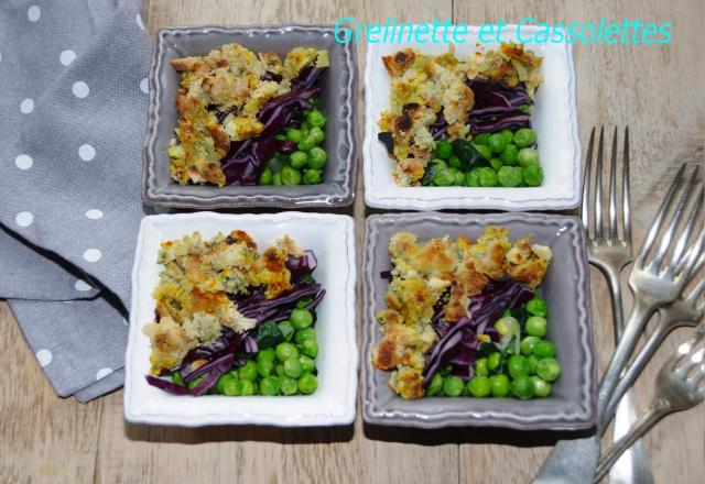 Petits Pois en crumble de Fourme d'Ambert