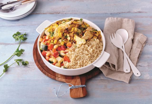 Couscous en Perles au poulet, oignons et raisins secs