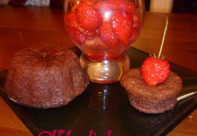 Fondant chocolat et son cœur rouge