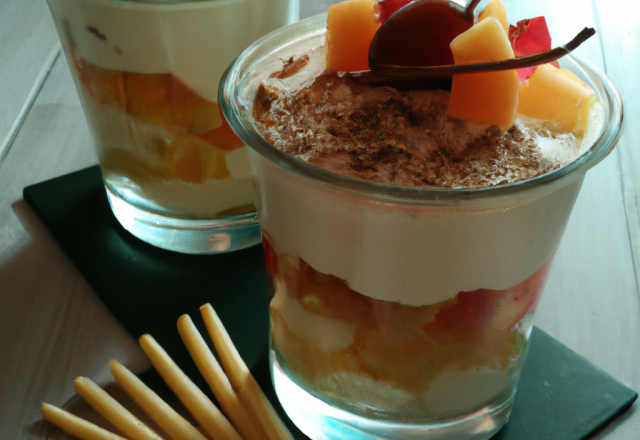 Verrine de fruits épices et crème à la chicorée