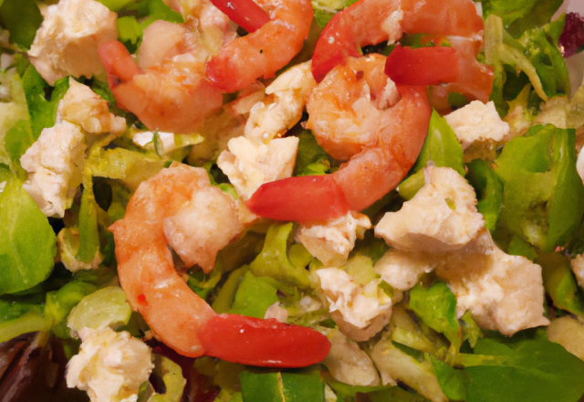 Salade de chèvre frais aux crevettes