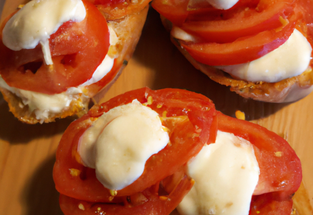 Tartine de tomates et mozzarella