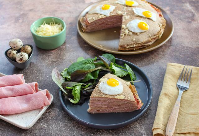 Gâteau de crêpes salées façon croque-madame