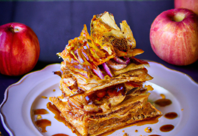 Mille-feuilles croustillant aux pommes et au caramel